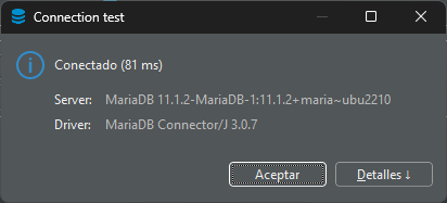 Screenshot of DBeaver software telling us that the test connection went OK.