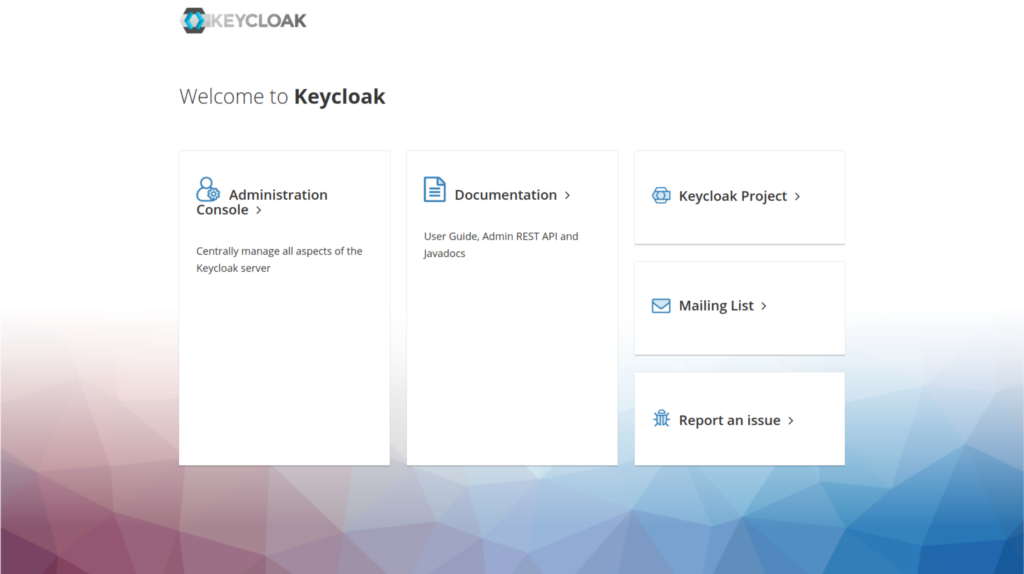 Screenshot of Keycloak's landing page.